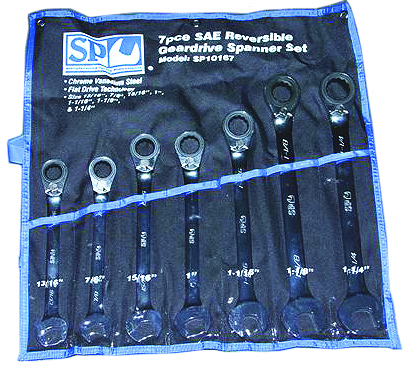 7pc SAE 15° Offset Reversible Geardrive Spanner Set