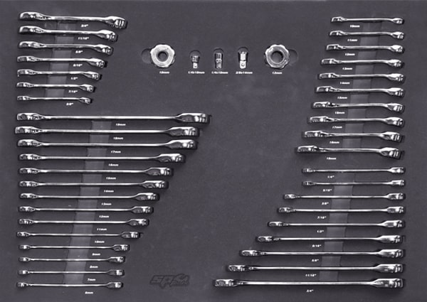 EVA Tool Kit 45pc MET/SAE GearDrive/Stubby Spanners + 5pc Finger Ratchet Set