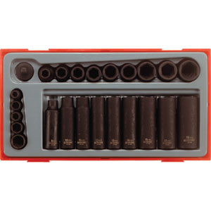 1/4" & 3/8" Drive 24 Piece Impact Socket Set
