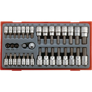 35 Piece 1/4" & 3/8" Drive Bit Socket Set
