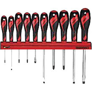 10PC SCREWDRIVER SET W/WALLRACK