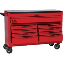 53\" 9 Drawer 8 Series Roller Cabinet with Ball Bearing Slides and a Woooden Top Plate