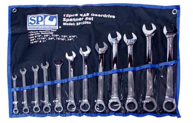 12pc SAE 0° Offset Geardrive Wrench/Spanner Set