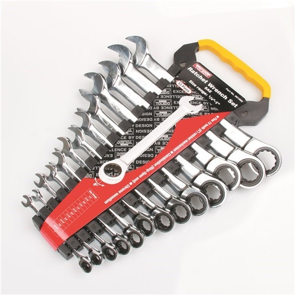 RATCHET WRENCH SET FIXED HEAD - SAE 13 PC. (1/4"-1")