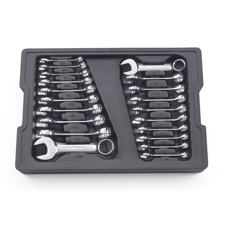 20 PC. 12 POINT STUBBY COMBINATION SAE/METRIC WRENCH SET