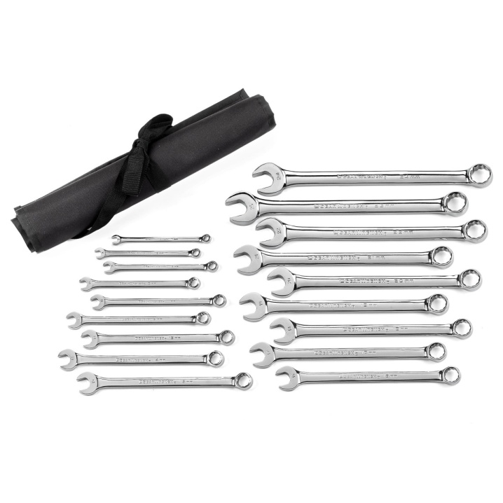 18 PC. 12 POINT LONG PATTERN COMBINATION METRIC WRENCH SET