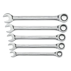 5 PC. 12 POINT RATCHETING COMBINATION METRIC WRENCH SET