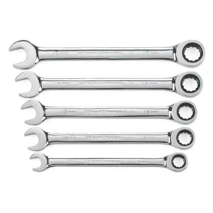 5 PC. 12 POINT RATCHETING COMBINATION METRIC WRENCH SET