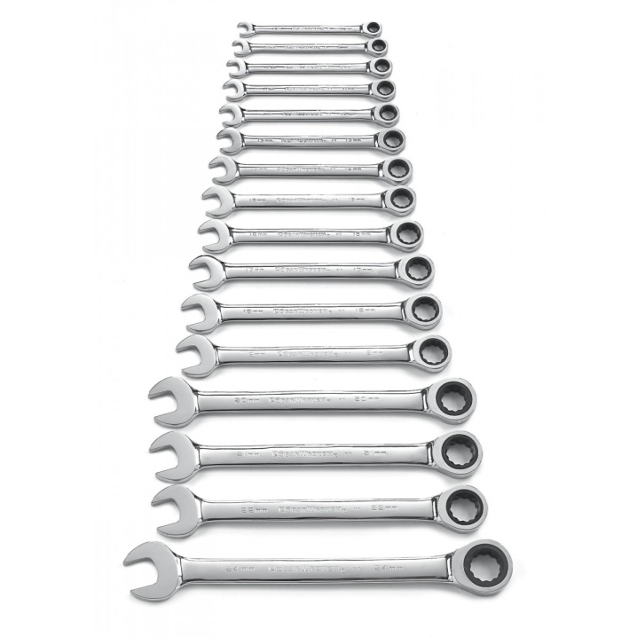 16 PC. 12 POINT RATCHETING COMBINATION METRIC WRENCH SET