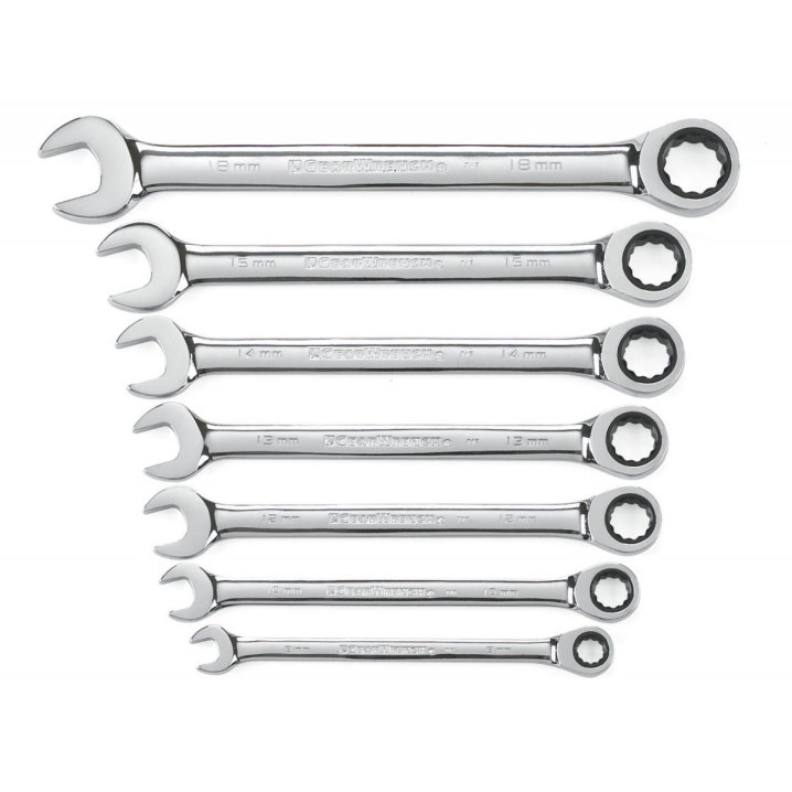 7 PC. 12 POINT RATCHETING COMBINATION METRIC WRENCH SET