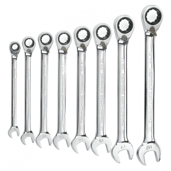 8 PC. 12 POINT REVERSIBLE RATCHETING COMBINATION METRIC WRENCH SET