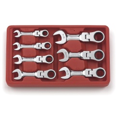 7 PC. 12 POINT STUBBY FLEX HEAD RATCHETING COMBINATION SAE WRENCH SET