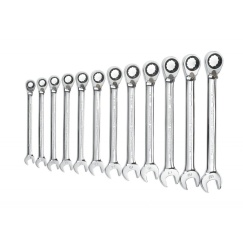 12 PC. 12 POINT REVERSIBLE RATCHETING COMBINATION METRIC WRENCH SET