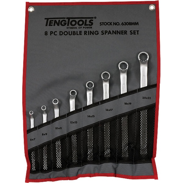 8 Piece Double Ring Spanner Set (Handy Tool Roll)