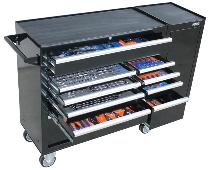 347pc Metric SAE Custom Series Roller Cabinet Tool Kit with Side Cupboard (DIAMOND BLACK)
