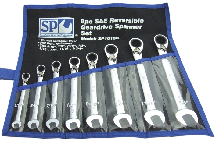 8pc SAE 15° Offset Reversible Geardrive Spanner Set