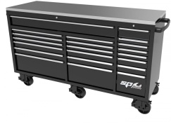 73\" USA SUMO SERIES WIDE ROLLER CABINET - 21 DRAWER - BLACK/CHROME