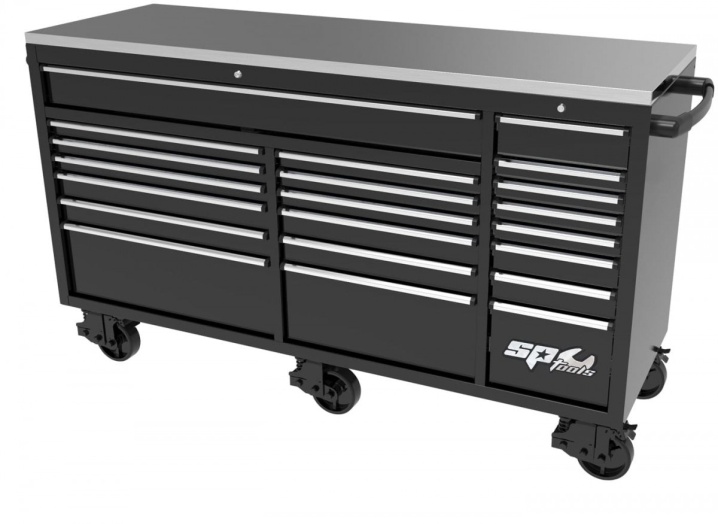 73" USA SUMO SERIES WIDE ROLLER CABINET - 21 DRAWER - BLACK/CHROME
