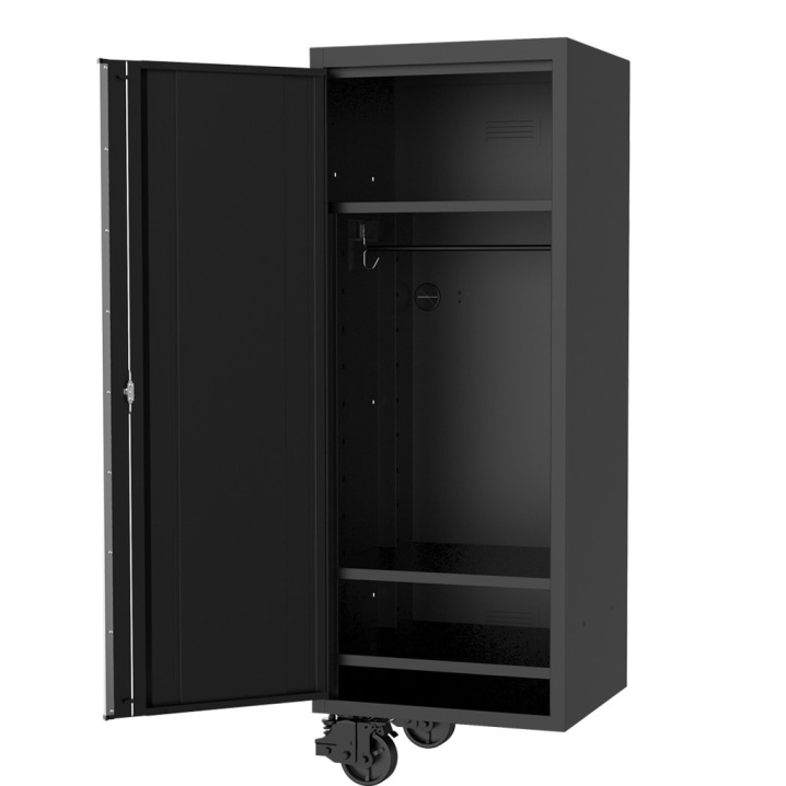 27" USA SUMO SERIES SIDE CABINET - 3 FIXED SHELVES & CLOTHES HANG RAIL - BLACK/CHROME
