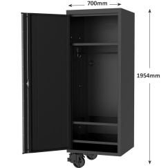 27\" USA SUMO SERIES SIDE CABINET - 3 FIXED SHELVES & CLOTHES HANG RAIL - BLACK/CHROME