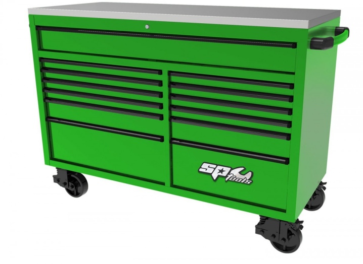 59" USA SUMO SERIES WIDE ROLLER CABINET - 13 DRAWER - GREEN/BLACK