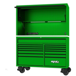 59\" USA SUMO SERIES ROLLER CABINET & POWER TOP HUTCH COMBO - GREEN/BLACK