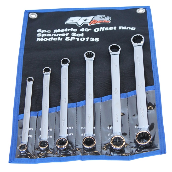 DOUBLE RING SPANNER SET - 40° OFFSET - METRIC - 6PC