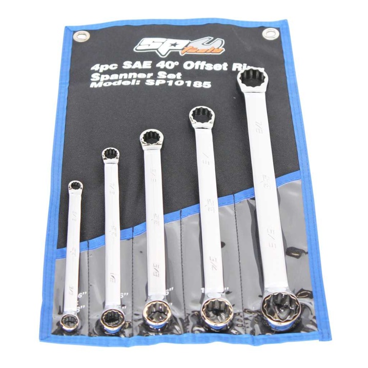 DOUBLE RING SPANNER SET - 40° OFFSET - SAE - 5PC