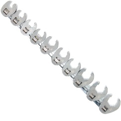 FLARE NUT CROWFOOT WRENCH RAIL SET - 3/8\"DR METRIC - 10PC