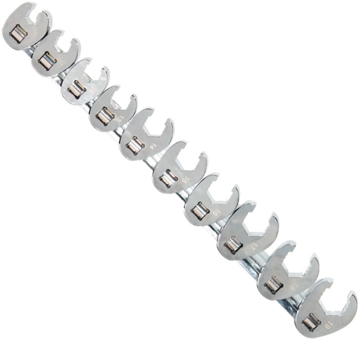 FLARE NUT CROWFOOT WRENCH RAIL SET - 3/8"DR METRIC - 10PC