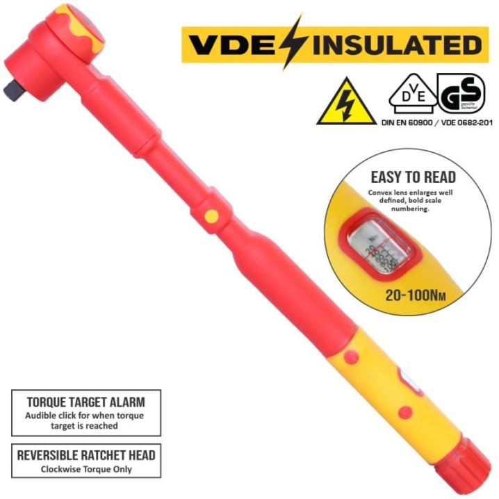 TORQUE WRENCH - 3/8" MICROMETER - VDE INSULATED - 20 TO 100NM