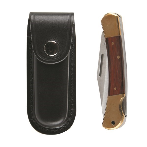 STOCK KNIFE - SINGLE BLADE WITH LEATHER POUCH - 110MM