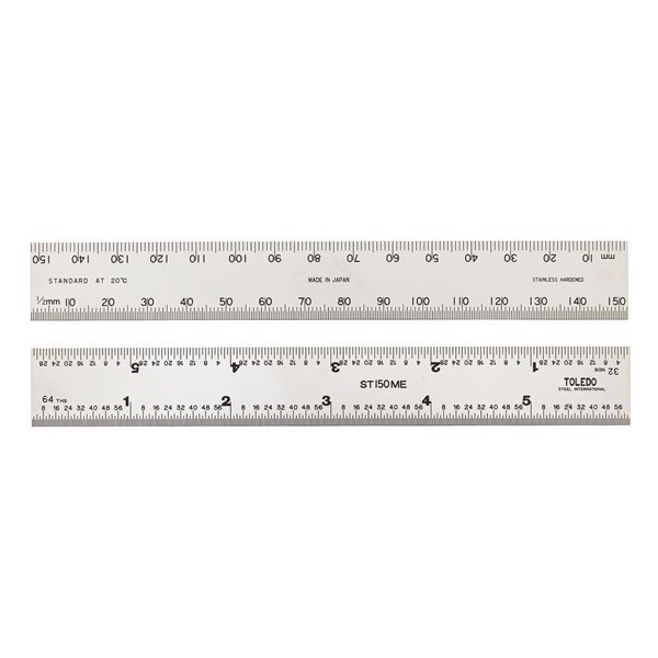 STAINLESS STEEL RULE DOUBLE SIDED METRIC & IMPERIAL - 150MM