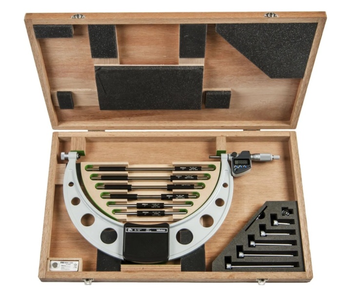 Mitutoyo Digimatic Outside Micrometer Set 6-12"/150-300mm Interchangeable Anvil Type IP65 Coolant Proof